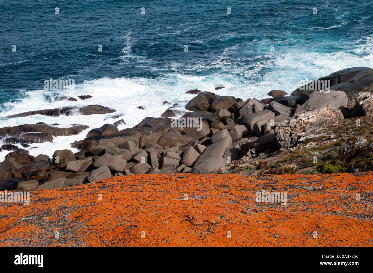 Kangaroo Island Australia, view from the Remarkable Rocks over lichen