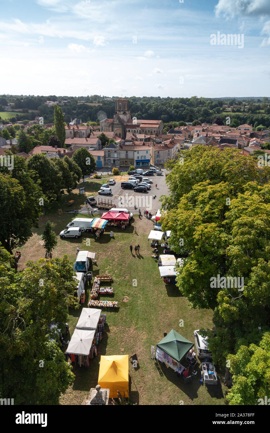 The medieval small city of Vouvant in the Vendee region of France Stock Photo