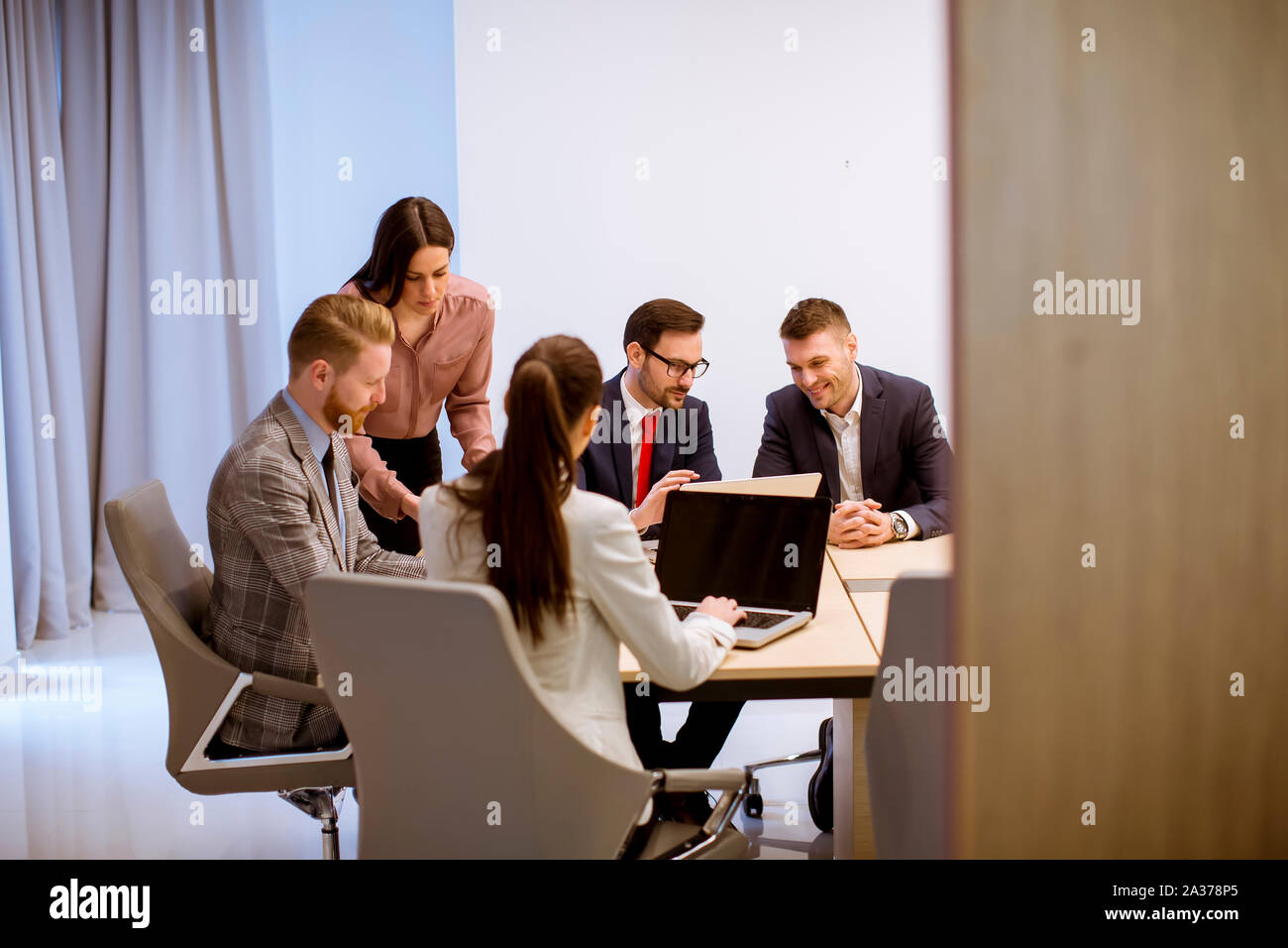 Group of business people working together in the modern office Stock ...