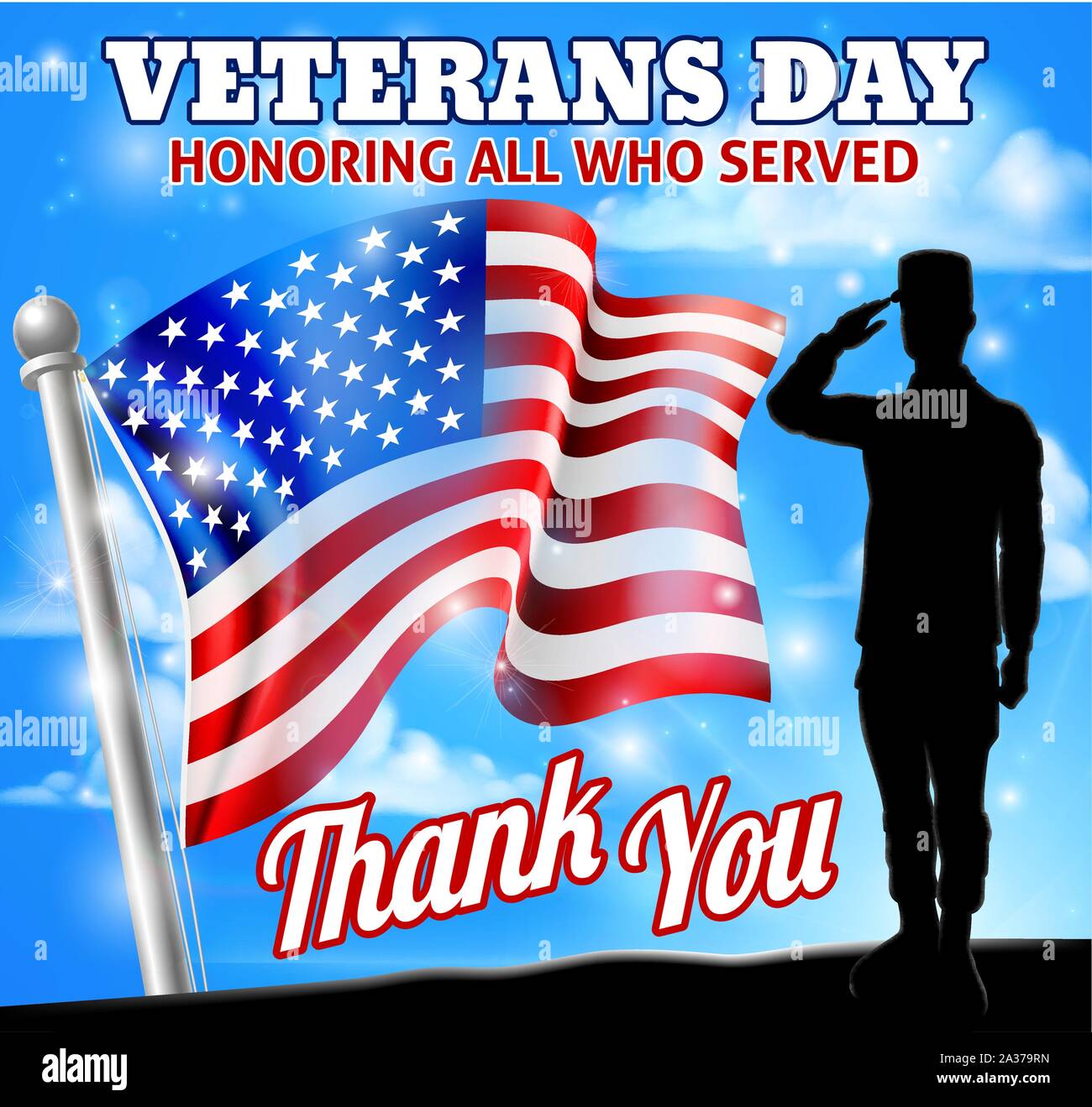 Saluting Soldier Veterans Day American Flag Stock Vector Image & Art ...