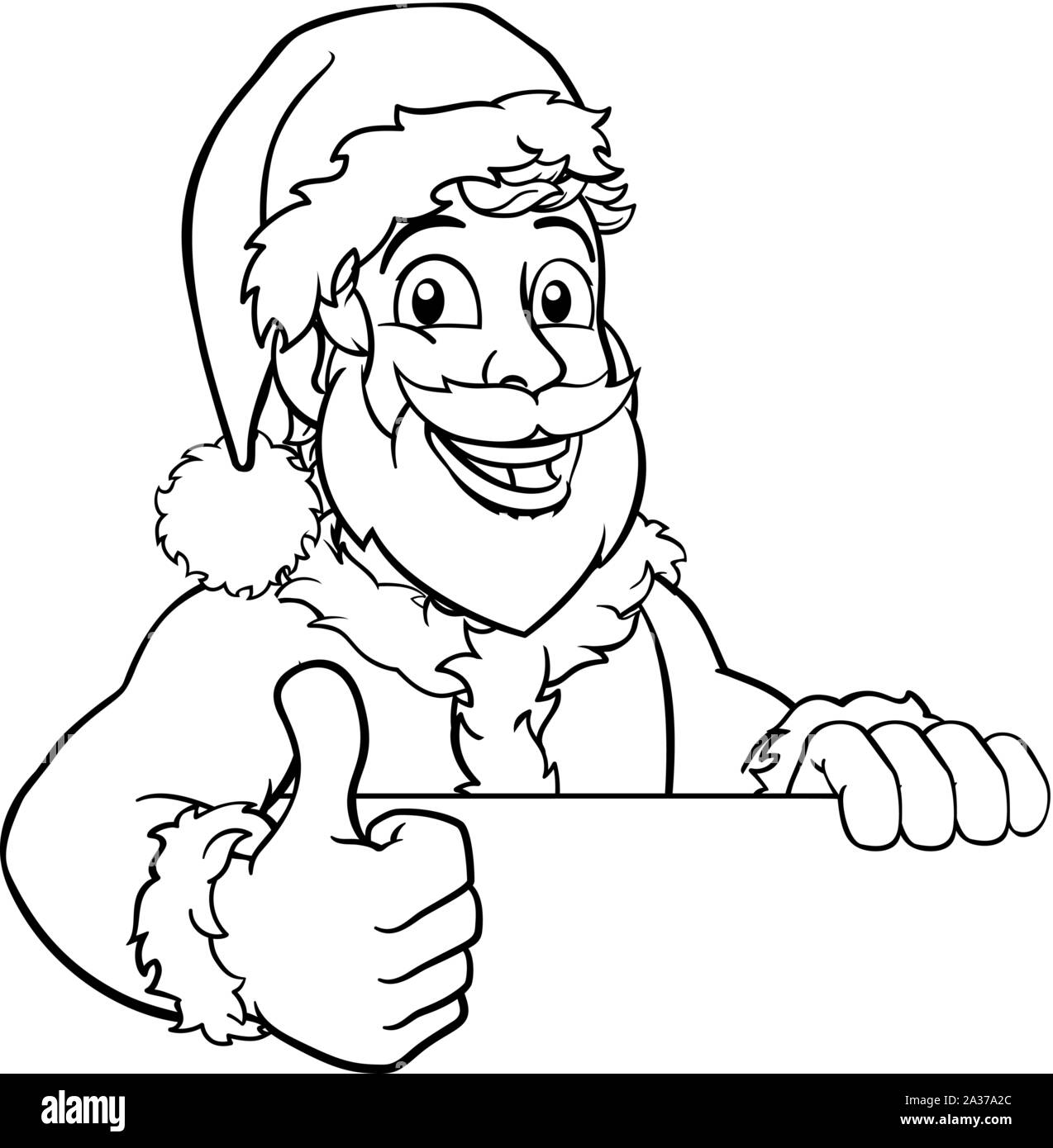 Young Santa Sign Thumbs Up Christmas Cartoon Stock Vector