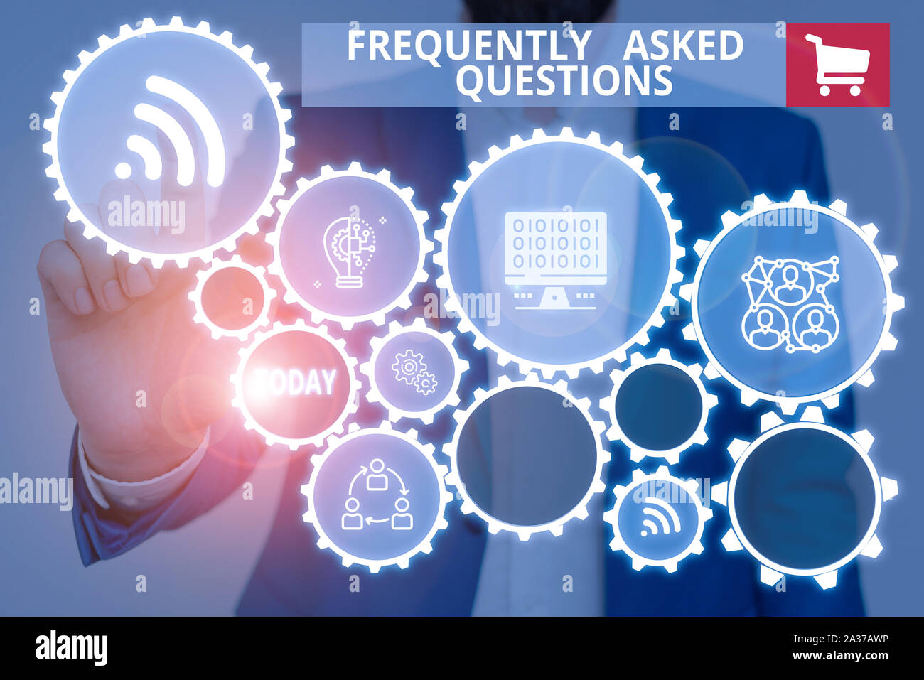 Text sign showing Frequently Asked Questions. Business photo showcasing ...