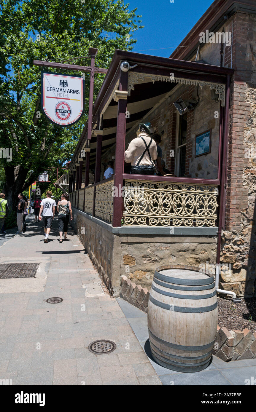 The German Arms Hotel in the old German pioneer town of Hahndorf in the