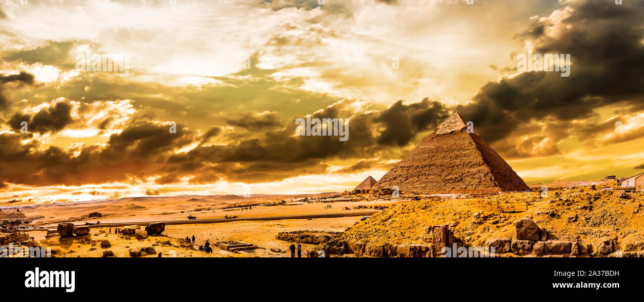 Great Pyramids of Giza, Egypt, at sunset Stock Photo - Alamy