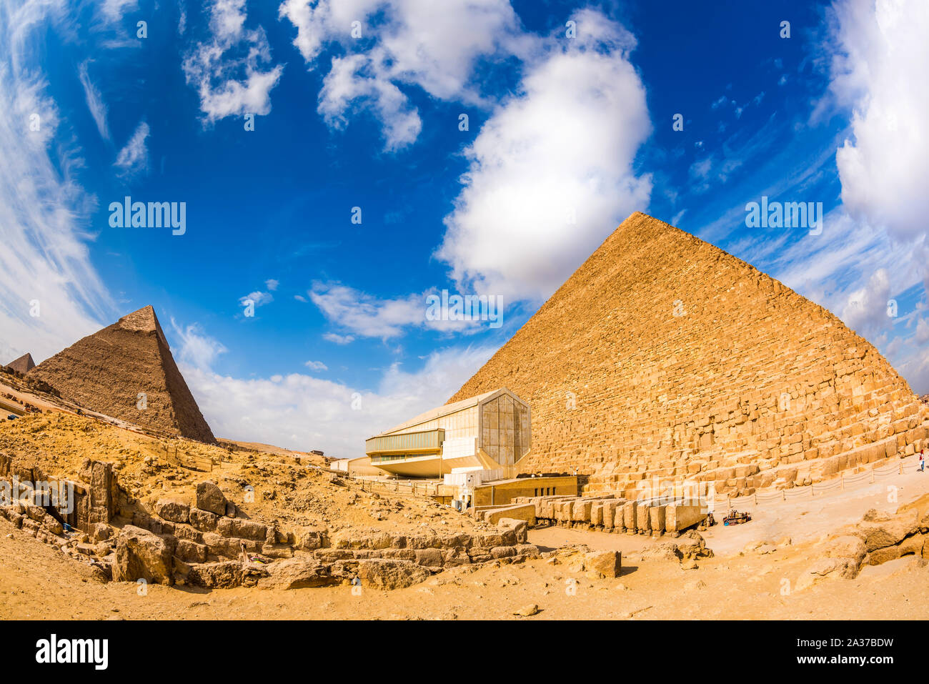 Great Pyramids in Giza, Egypt Stock Photo