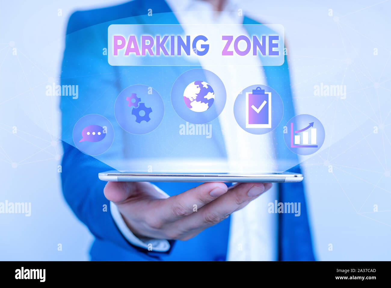 Writing note showing Parking Zone. Business concept for a space where