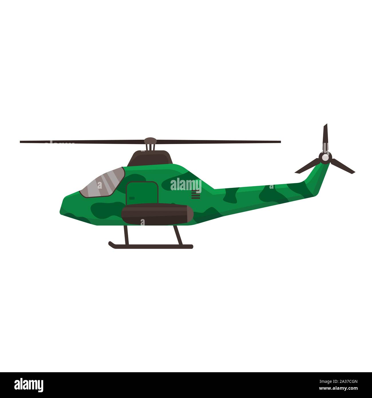 Military helicopter icon isolated on white background, air transport, aviation, vector illustration. Stock Vector