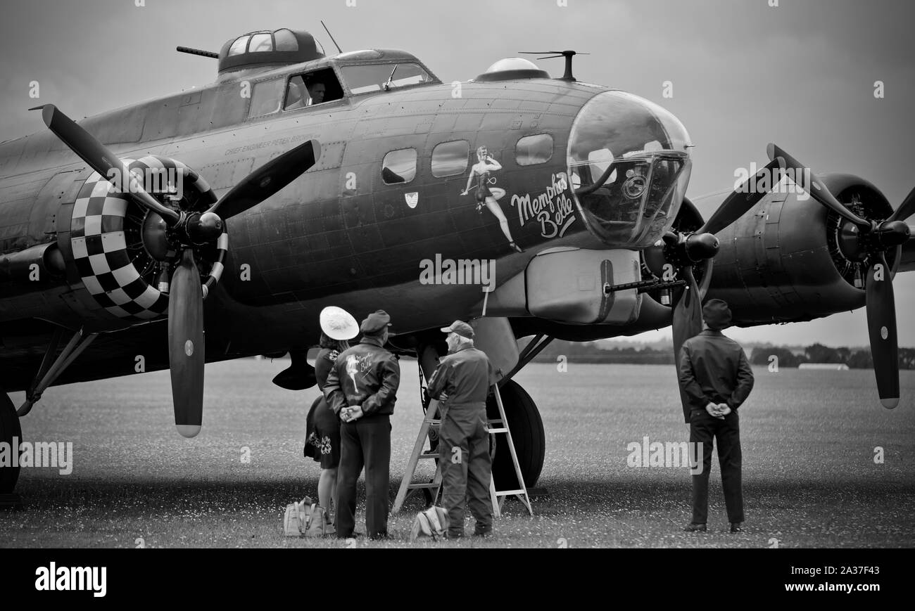 B-17 Flying Fortress G-BEDF Sally B on the flightline at the 2019 ...