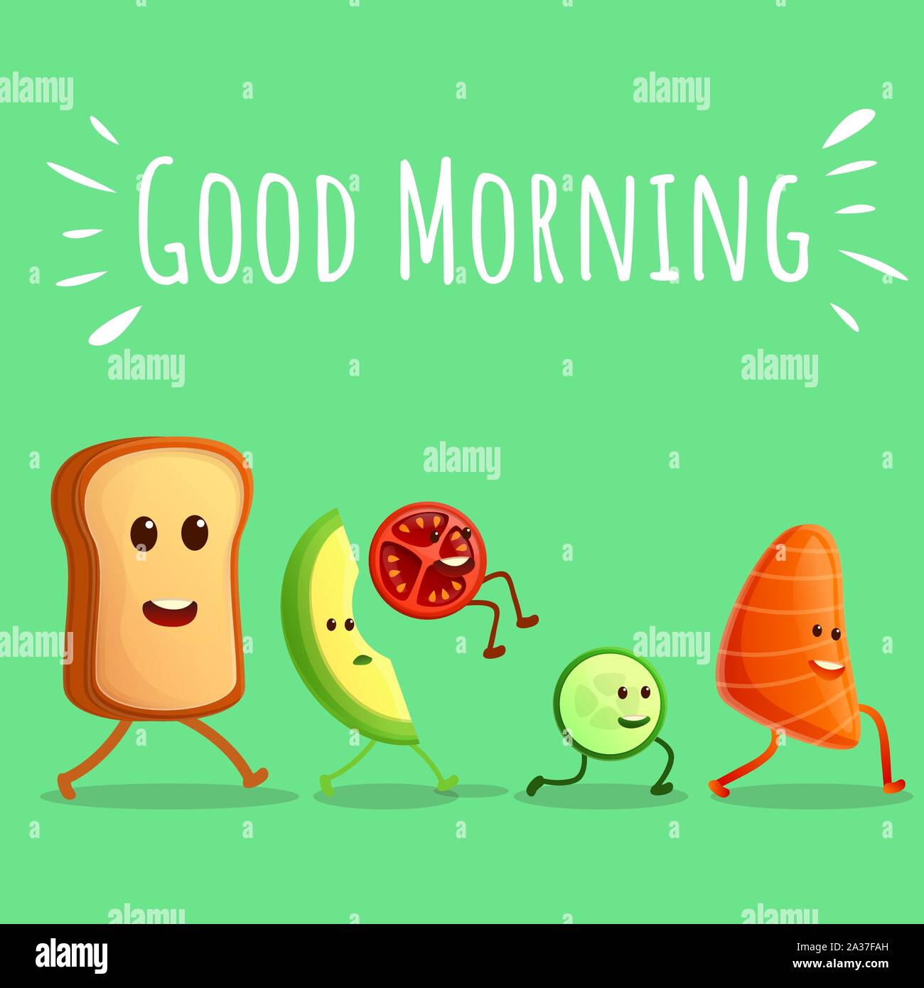 Good morning toast concept banner. Cartoon illustration of good morning