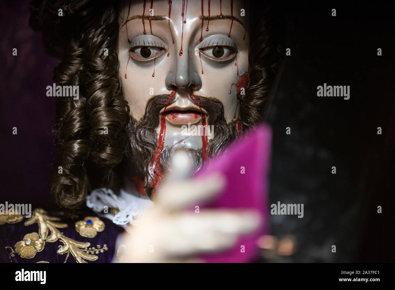 Sao Joao del Rei, Minas Gerais, Brazil March 05, 2016 Dramatic statue of Jesus Christ