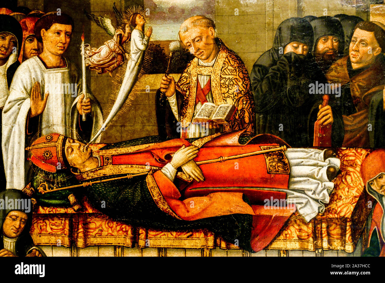 Valencia Museo de Bellas Artes, Nicolas Falco Circle, The Death of St Martin gothic art painting Stock Photo
