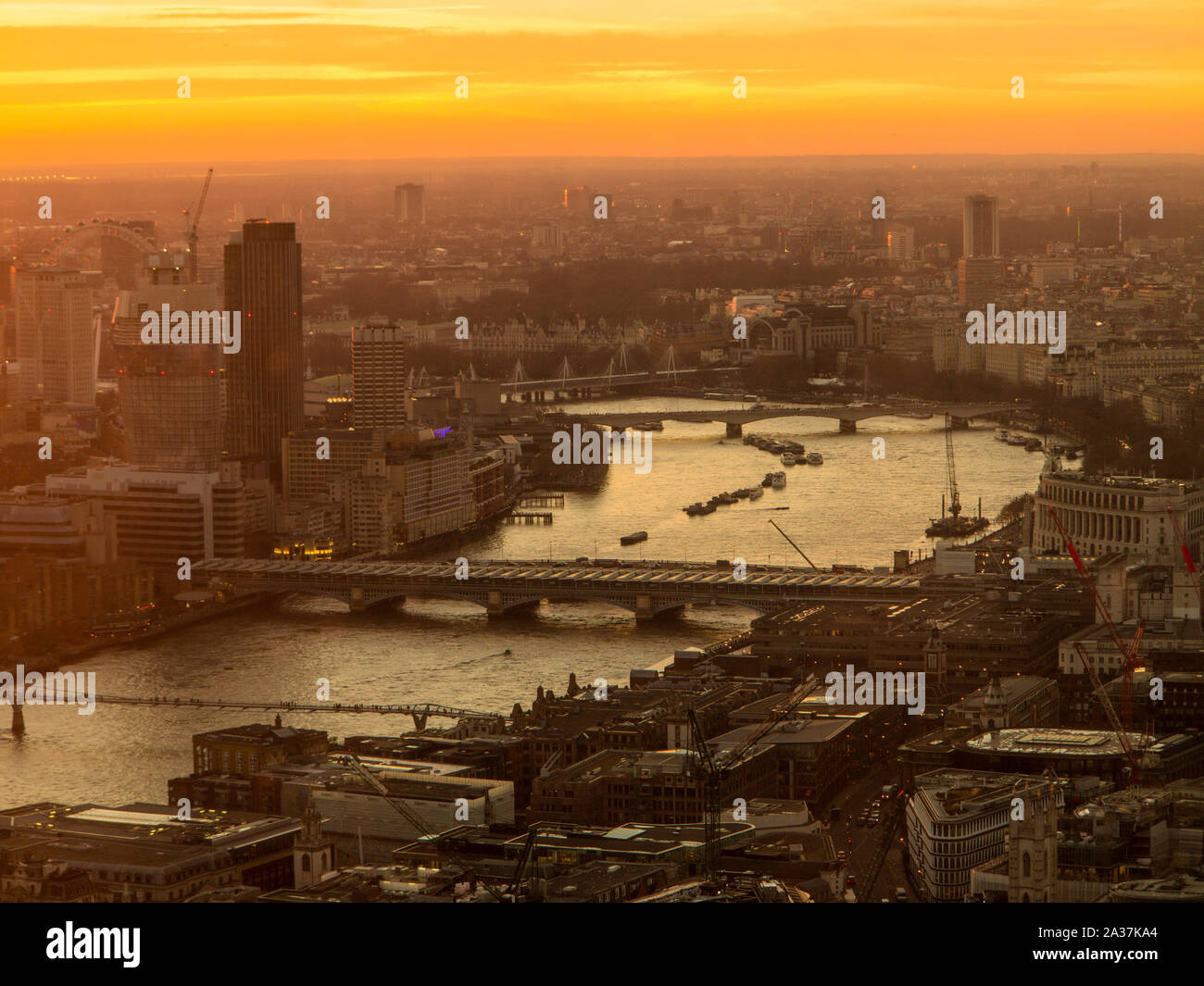 A beautiful sunset over the City and West End of London Stock Photo