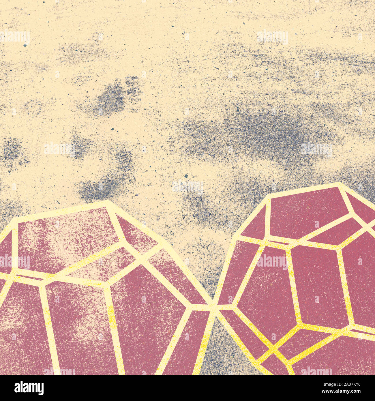 Polygons on rough paper texture, abstract background Stock Photo