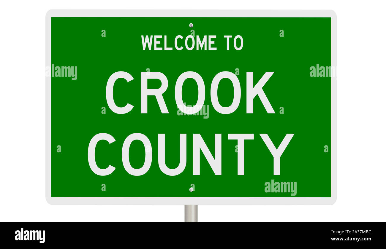 Rendering of a green 3d highway sign for Crook County Stock Photo - Alamy