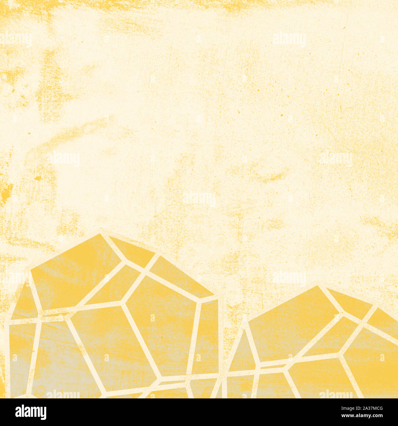 Polygons on rough paper, yellow abstract background Stock Photo