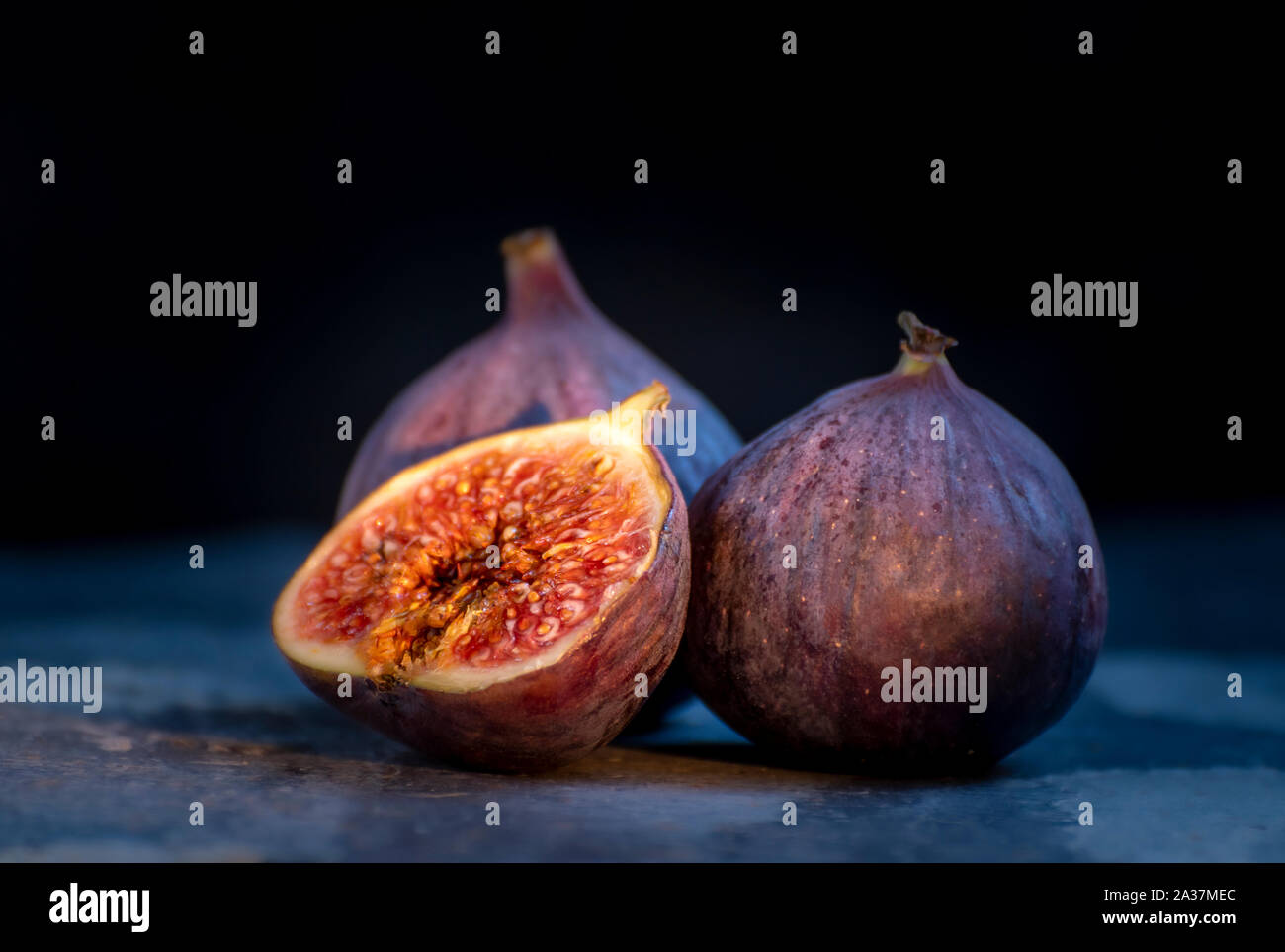 Close photography of the common fig. Recommended as for being high in antioxidants, and has many health benefits. Stock Photo