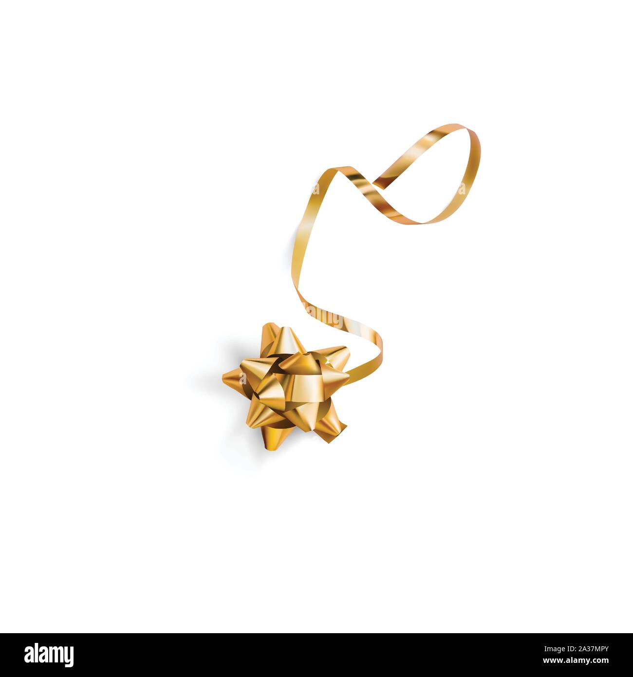 Gold bow and ribbon isolated on white background - Vector illustration ...