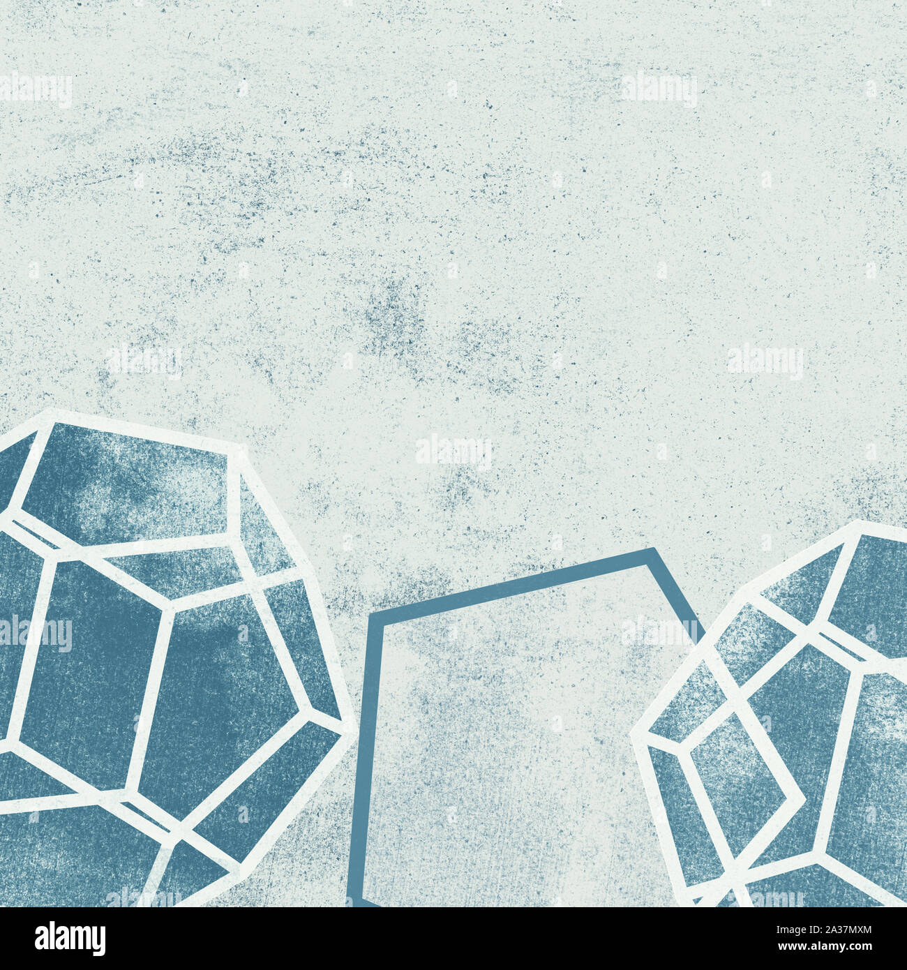 Polygons on rough paper texture, abstract background Stock Photo