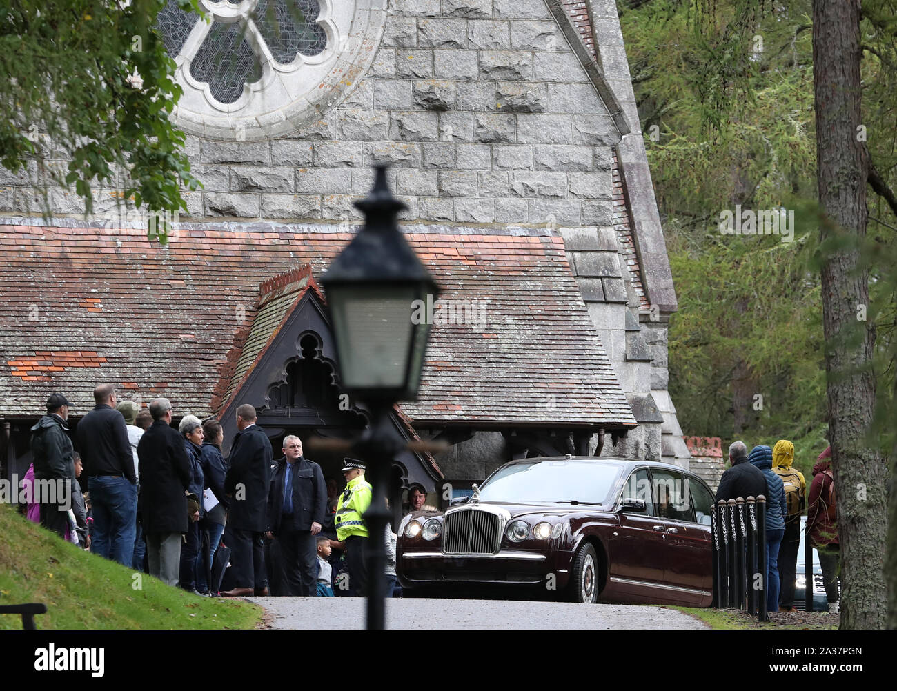 Queen Elizabeth II leaving Crathie Kirk after attending a Sunday church