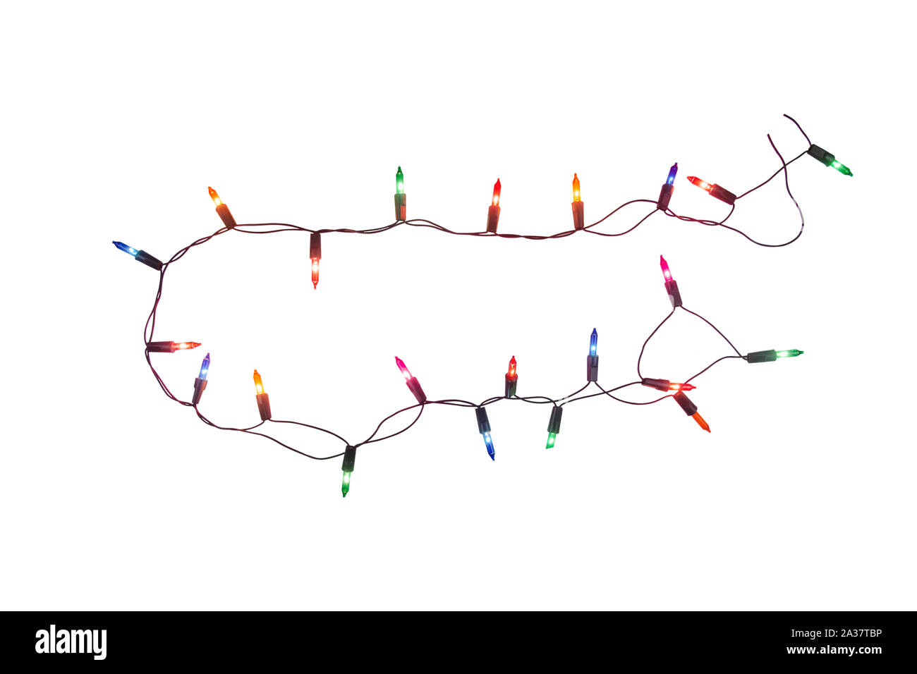 String of christmas lights isolated on white background With clipping