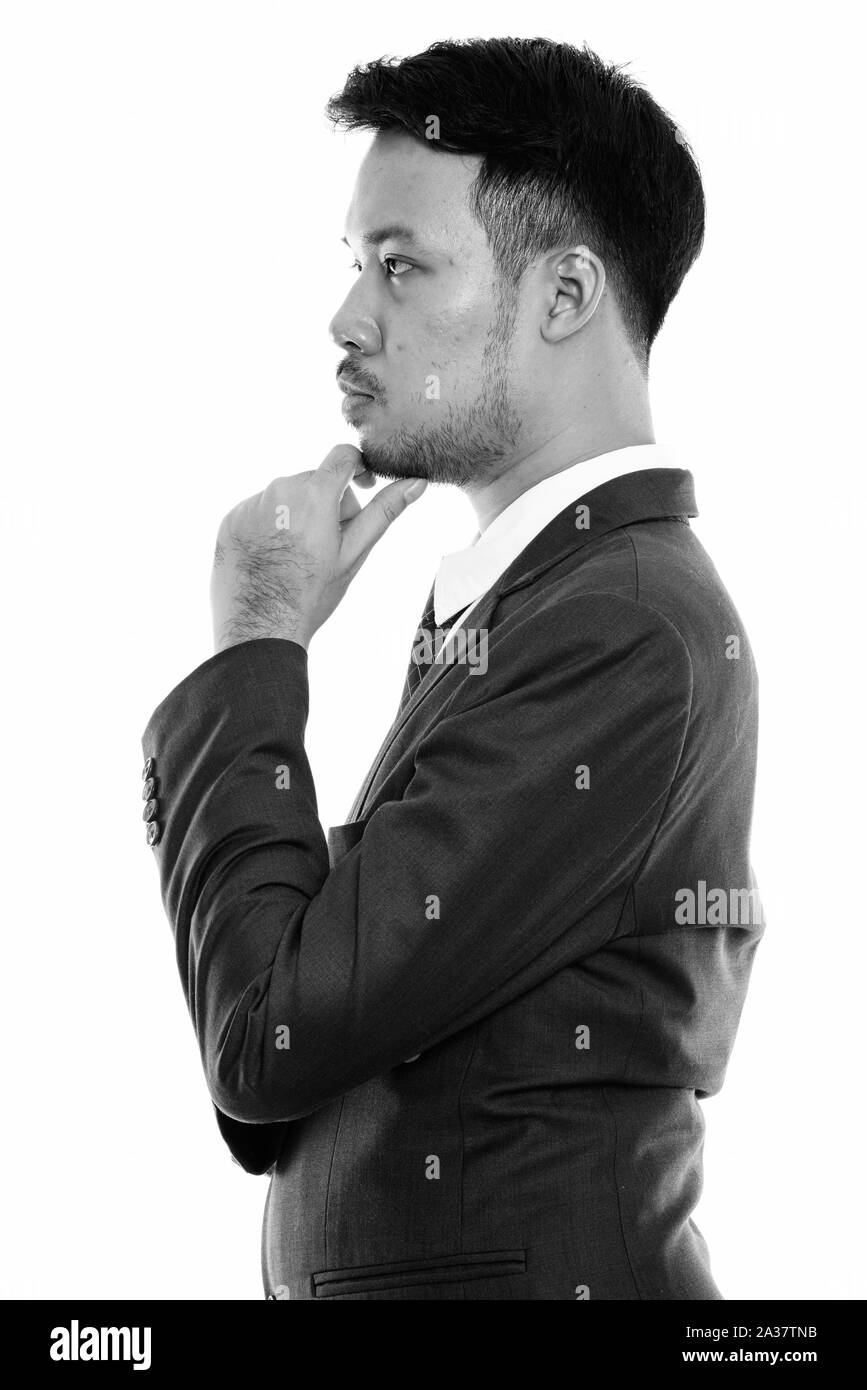 Side profile asian man Black and White Stock Photos & Images - Alamy
