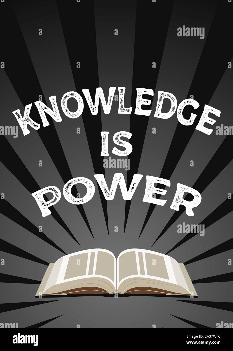 Knowledge is power poster. Educational, book reading concept. Over