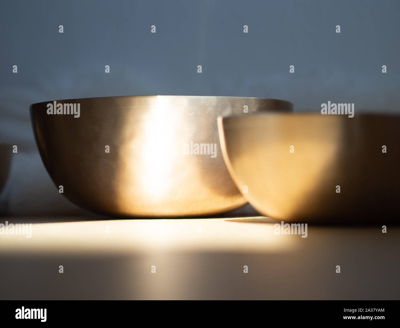 Tibetan singing bowls for sound healing ceremony Stock Photo