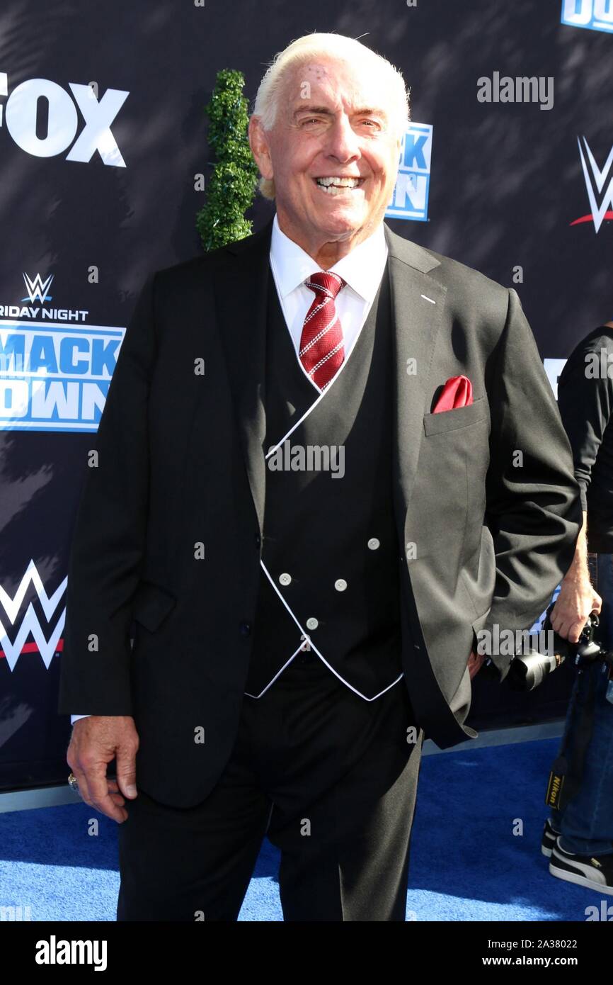 Ric Flair aka Richard Morgan Fliehr at arrivals for WWE 20th Anniversary Celebration SmackDown Premiere, STAPLES Center, Los Angeles, CA October 4, 2019. Photo By: Priscilla Grant/Everett Collection Stock Photo