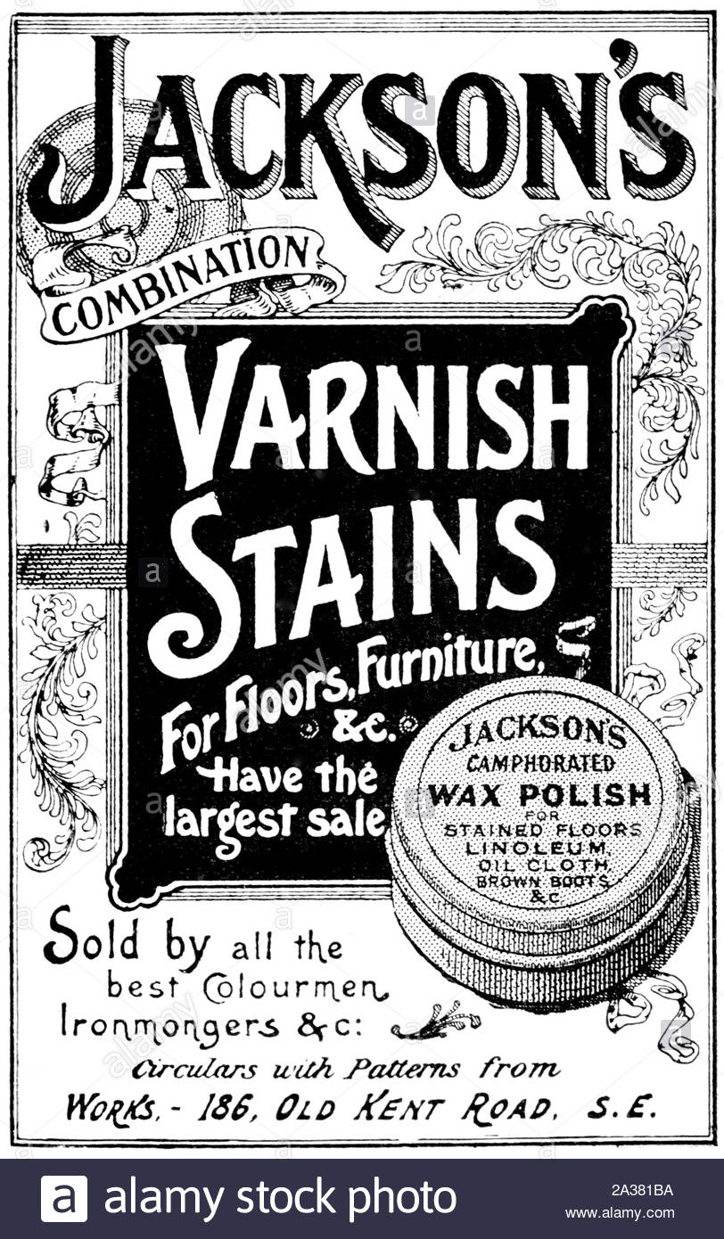 Victorian era, Jacksons camphorated wax polish, vintage advertising from 1899 Stock Photo