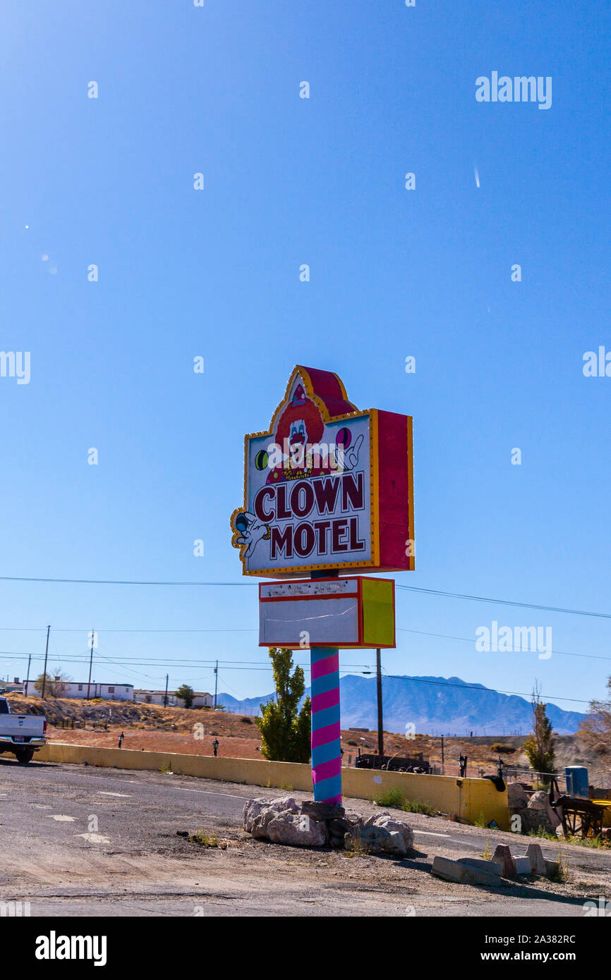 The Creepy Clown Motel in Tonopah Nevada USA America's Scariest Motel Stock Photo