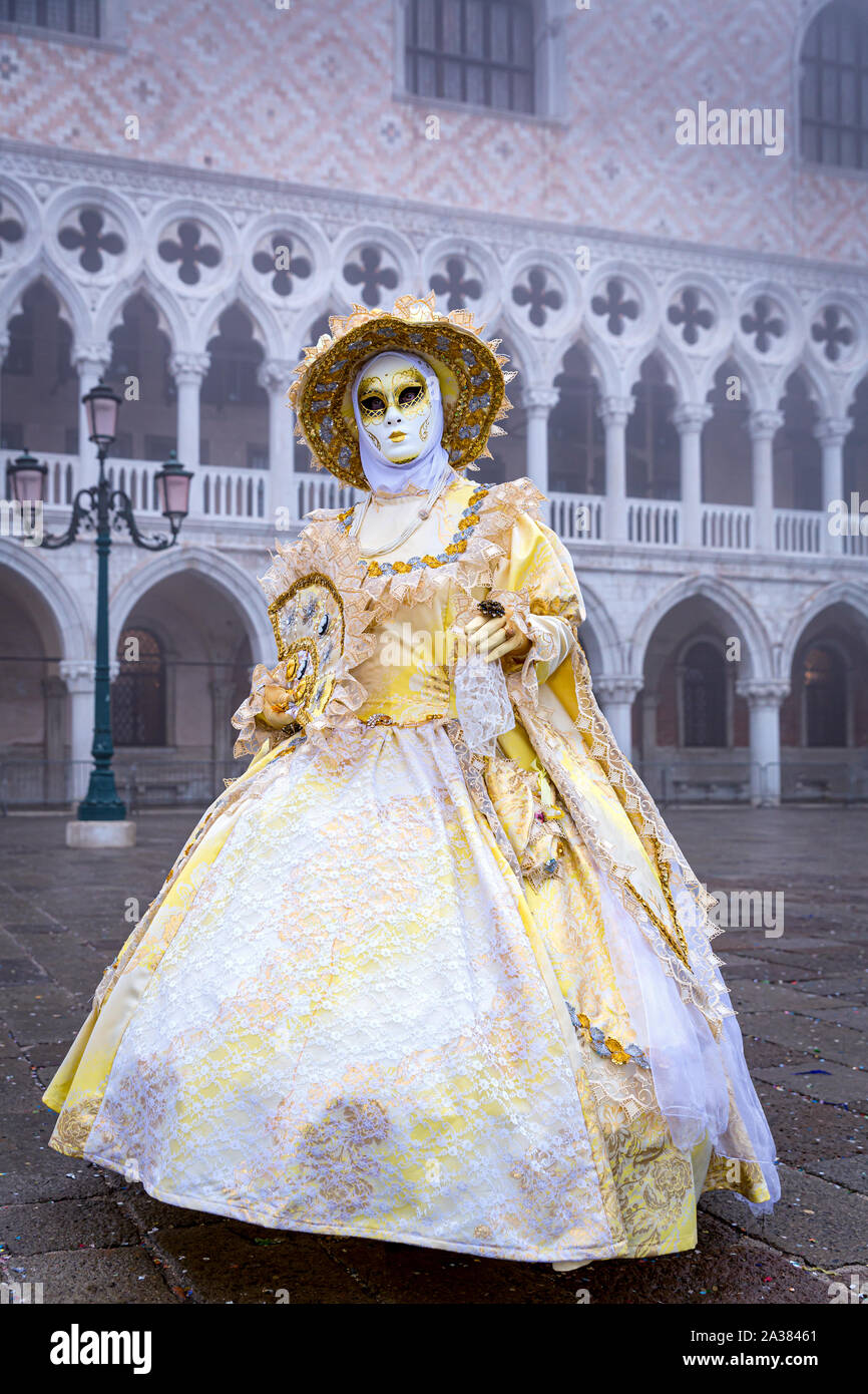 A woman dressed up for the Carnival in Venice, Veneto, Italy Stock Photo