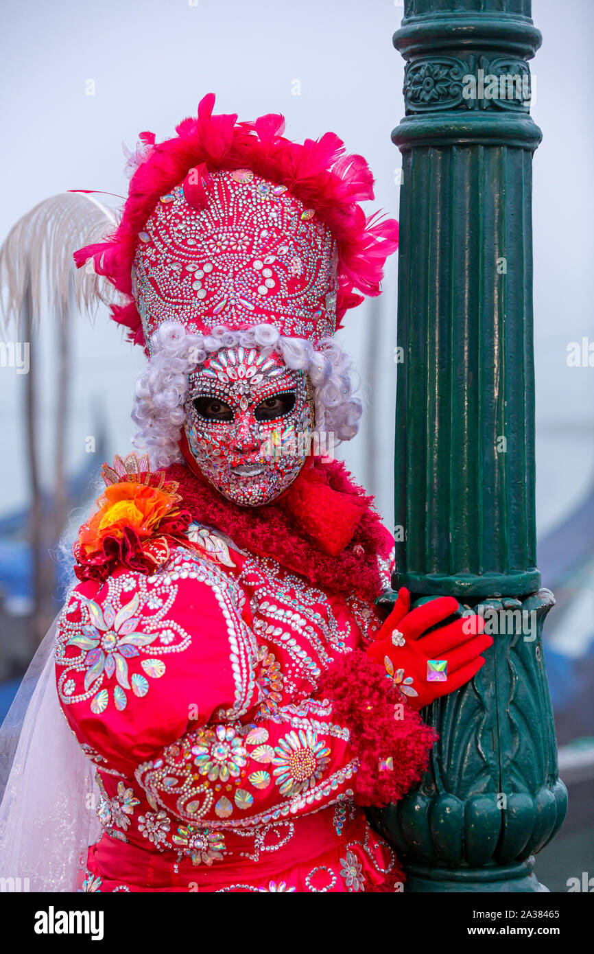 A woman dressed up for the Carnival in Venice, Veneto, Italy Stock Photo