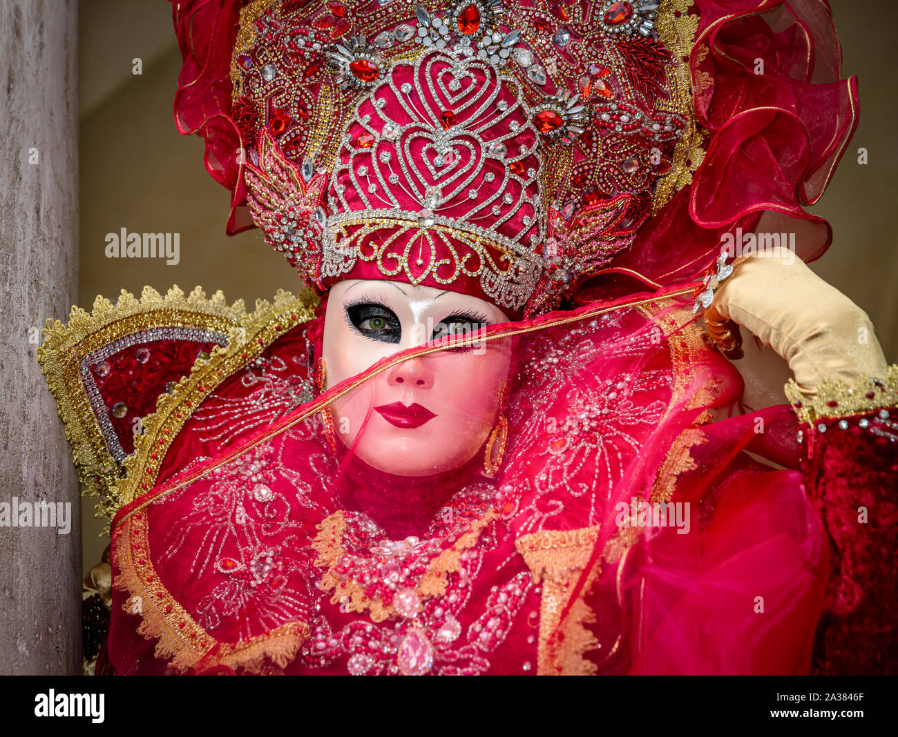 A woman dressed up for the Carnival in Venice, Veneto, Italy Stock Photo