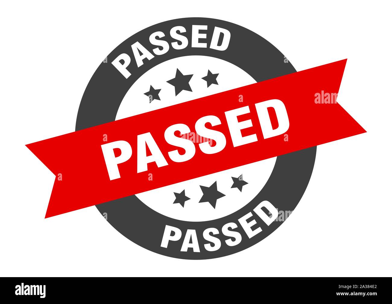 passed sign passed black red round ribbon sticker Stock Vector Image