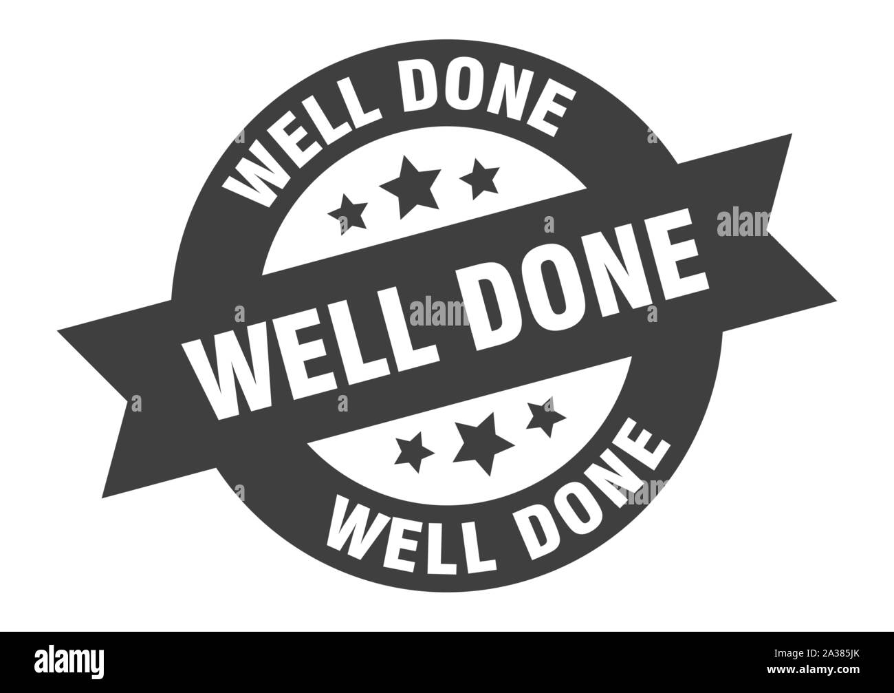 well done sign. well done black round ribbon sticker Stock Vector
