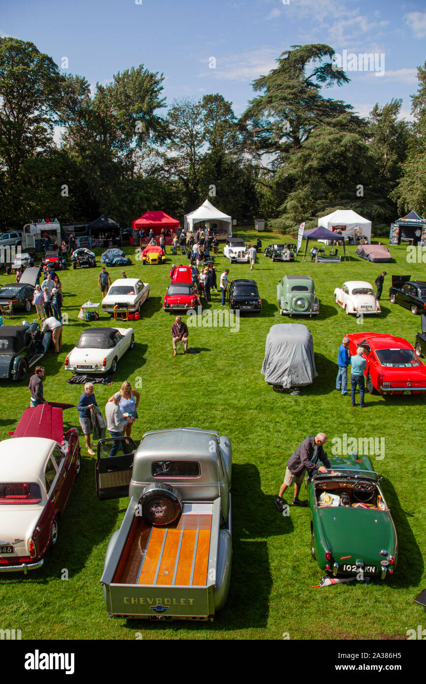 Classic car rally event, Hedingham Castle, UK Stock Photo