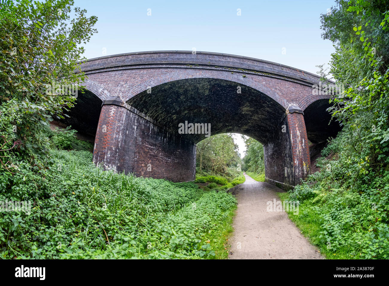 Fisheye view of arch bridge over disused railway salt line now public ...