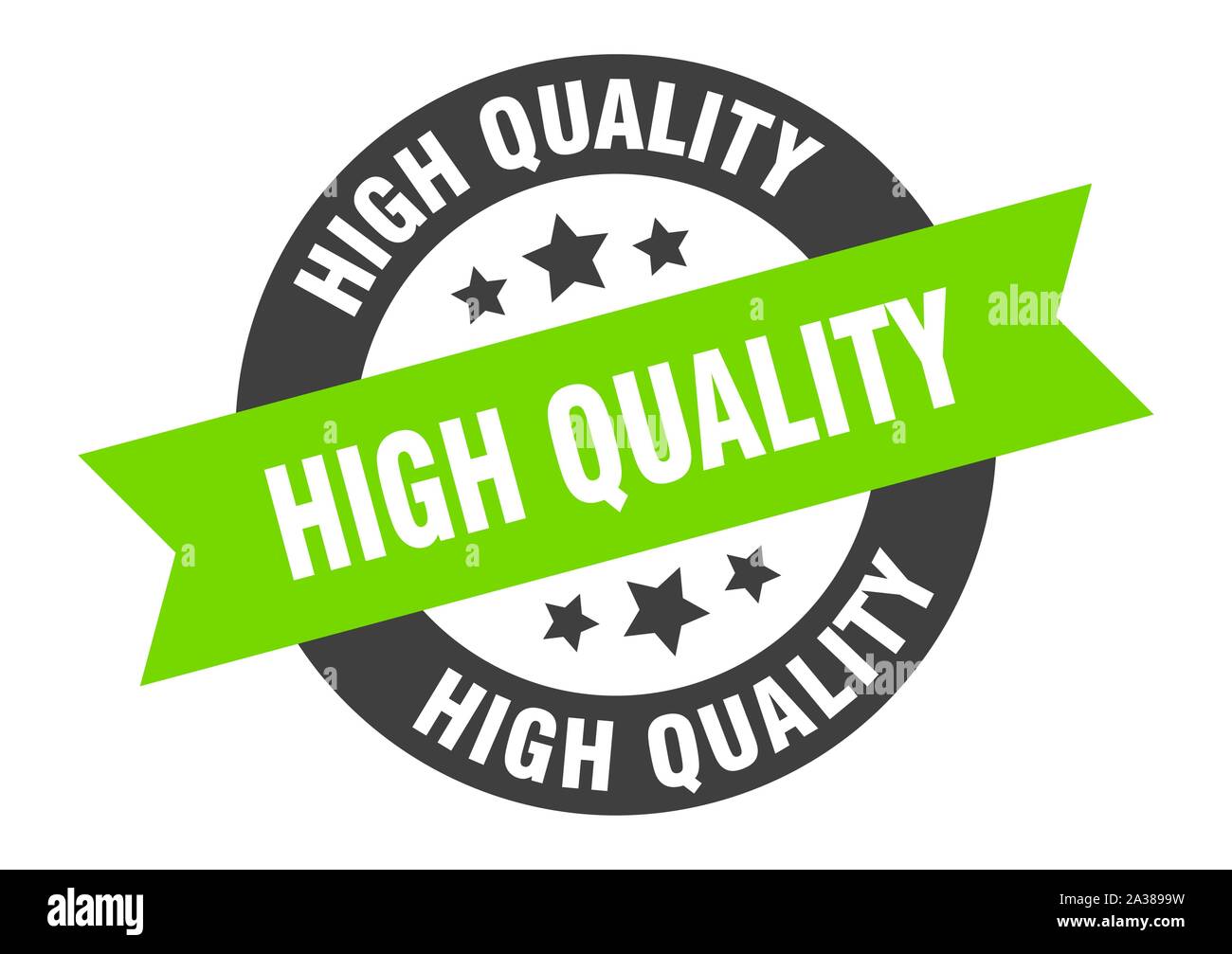 high quality sign. high quality black-green round ribbon sticker Stock ...