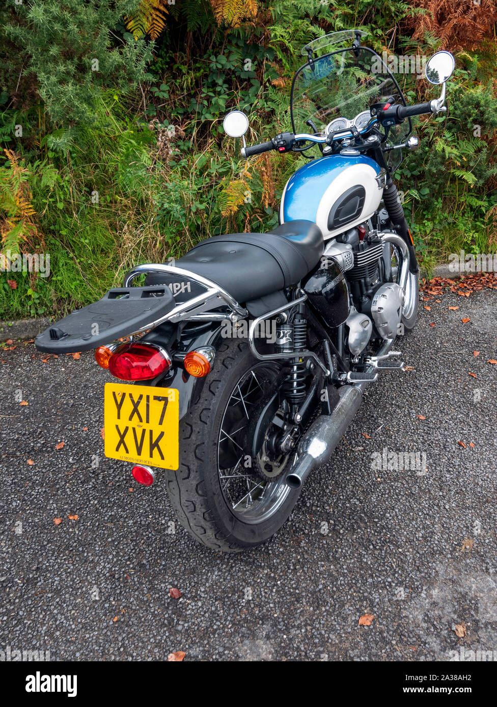 2017 Triumph Bonneville twin cylinder air cooled motor cycle in immaculate condition Stock Photo