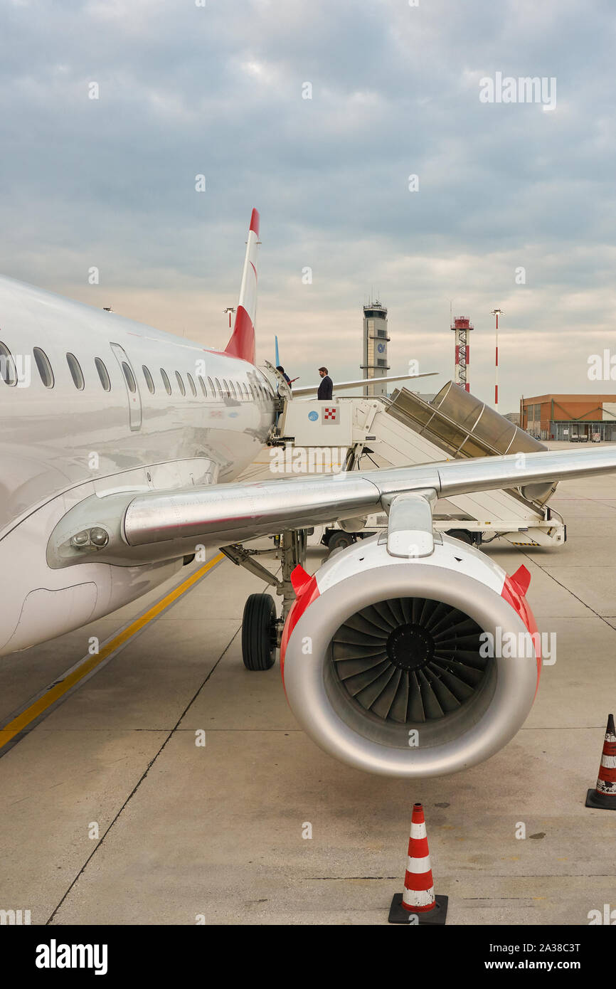 VENICE, ITALY - CIRCA MAY, 2019: Embraer 195 operated by Austrian Airlines  at Venice Marco Polo Airport Stock Photo - Alamy