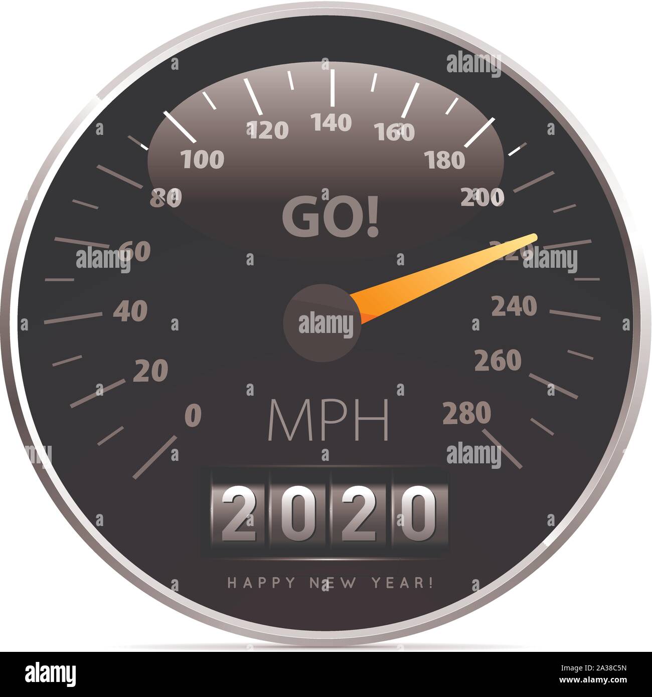 Calendar 2020 in speedometer car vector illustration on white Stock Vector