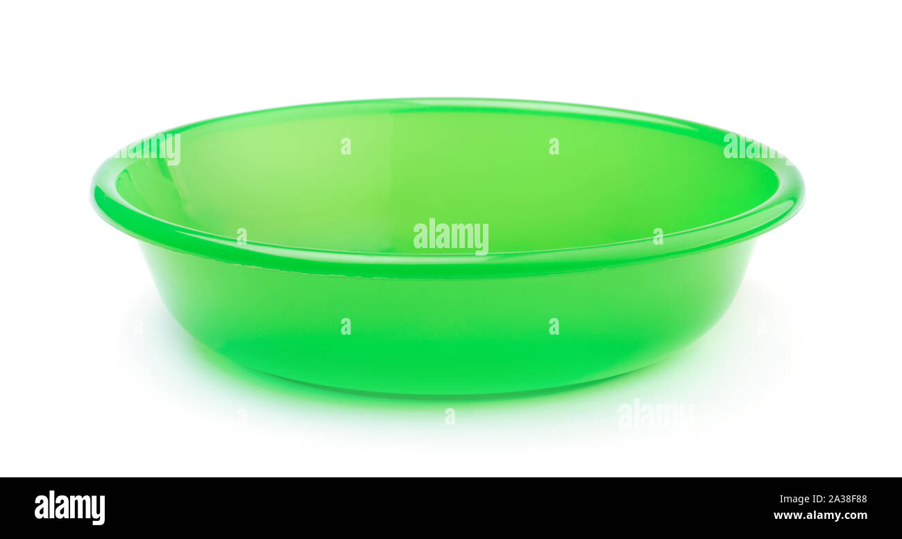Green plastic plate isolated on white background Stock Photo
