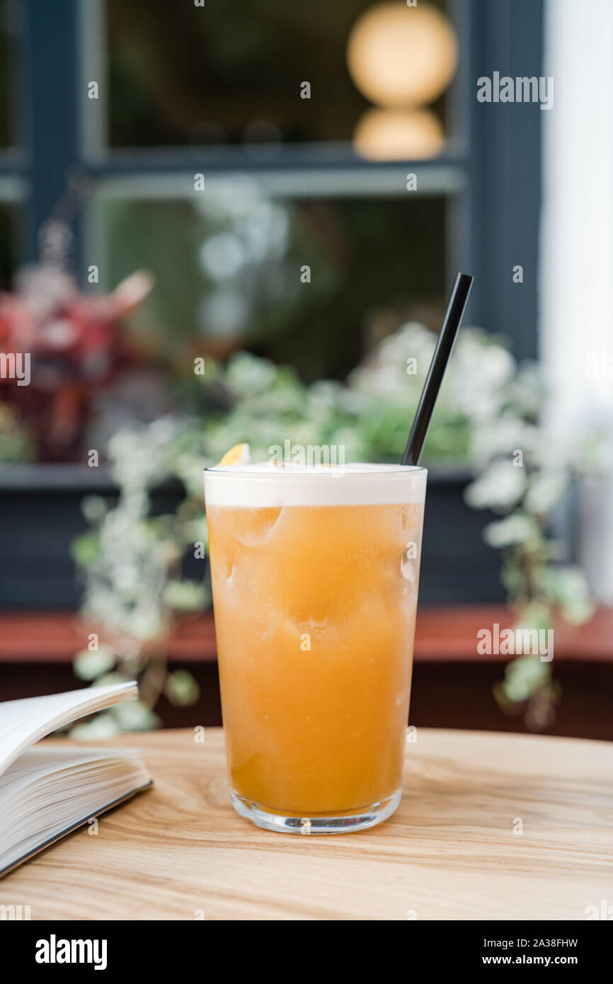 Summer orange juice with ice Stock Photo
