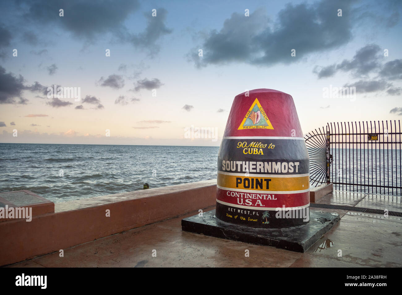 Southernmost point Buoy, Key West, Florida, United States Stock Photo