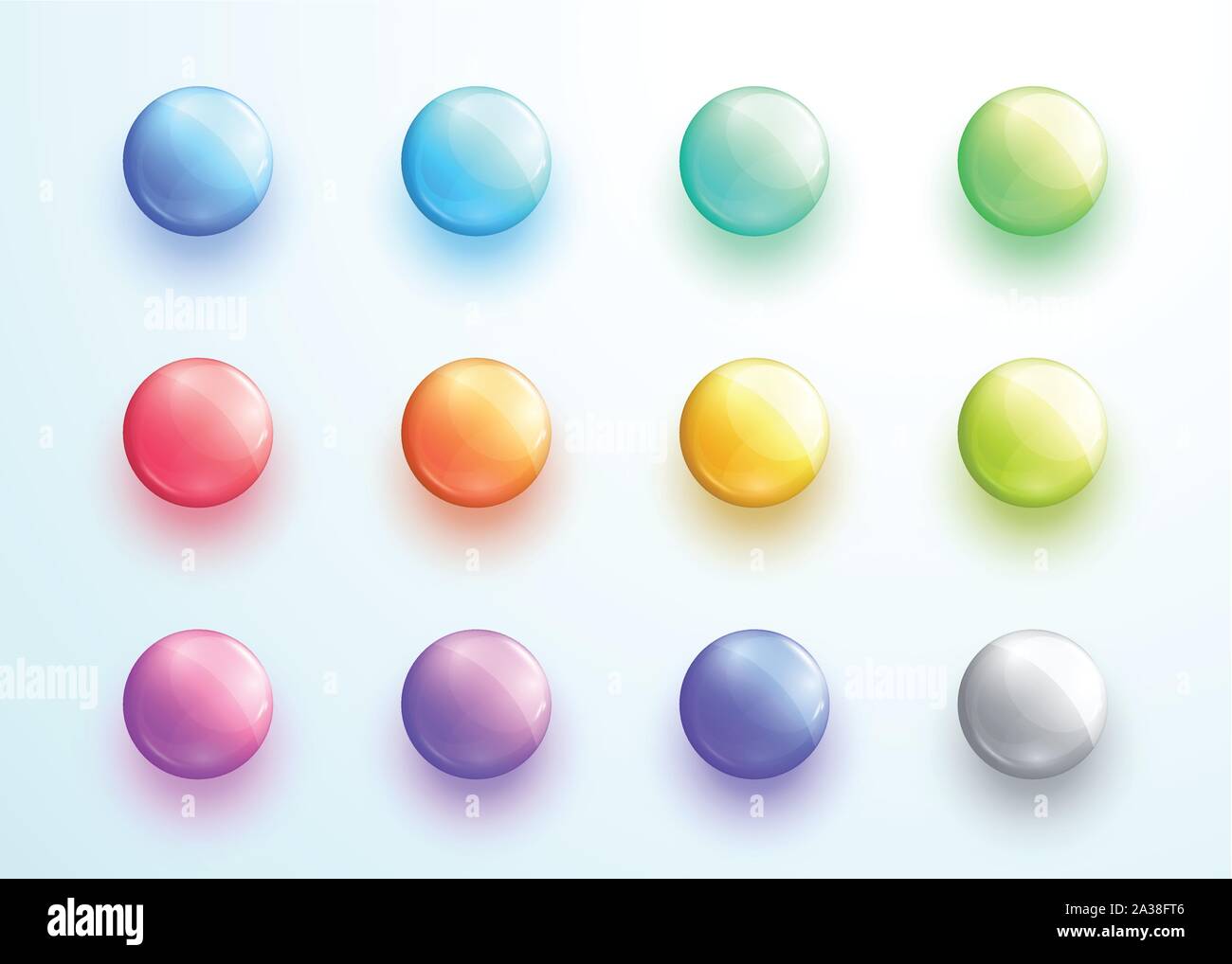Glossy Round Button Shape Icon Vector Elements Set Stock Vector