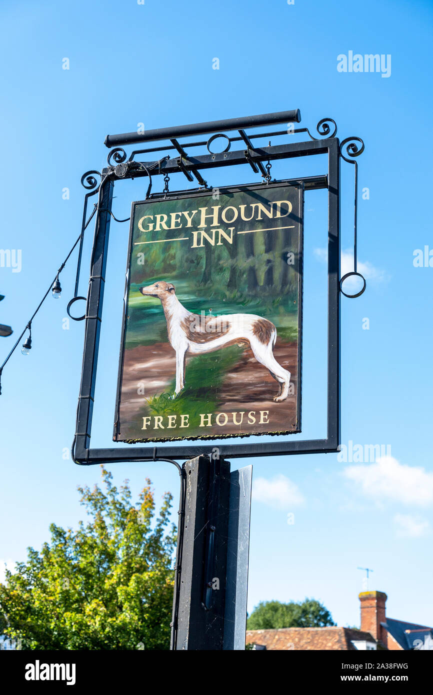 Greyhound Inn public house sign Stock Photo Alamy