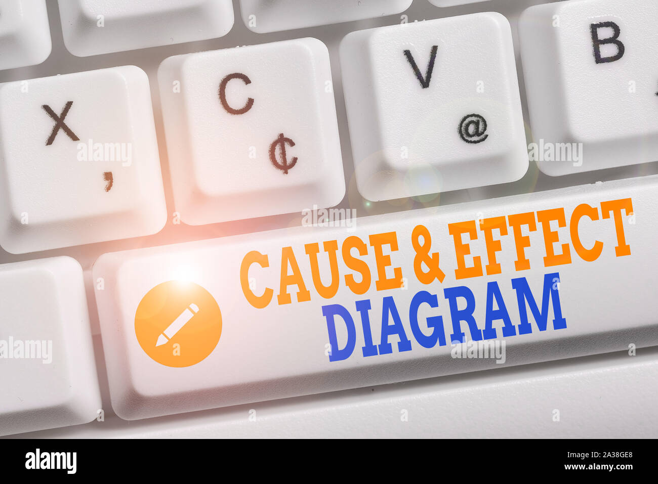 Writing note showing Cause And Effect Diagram. Business concept for