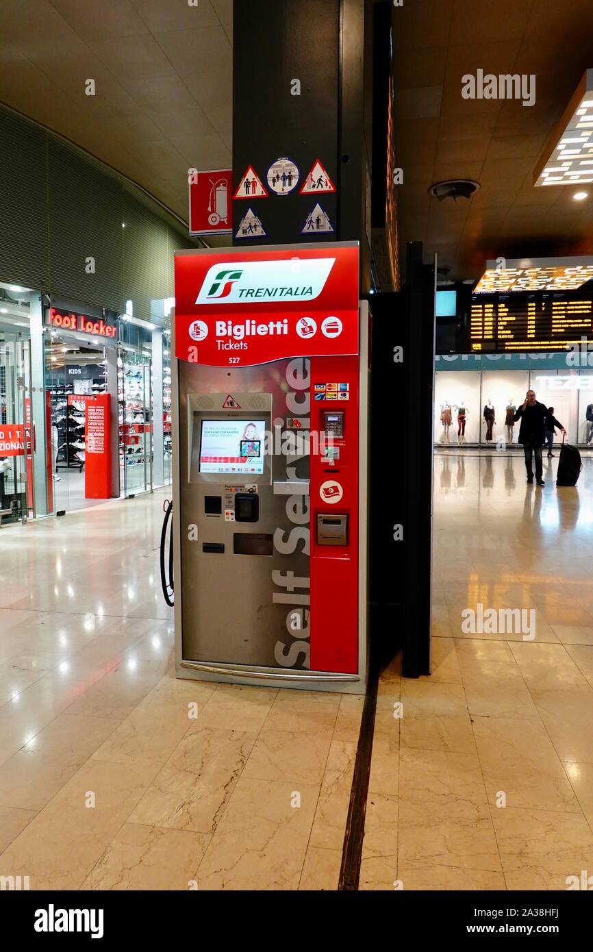 Automated self service, Trinitalia train ticket machine at Milano Porta  Garibaldi train station, Milan, Italy Stock Photo - Alamy