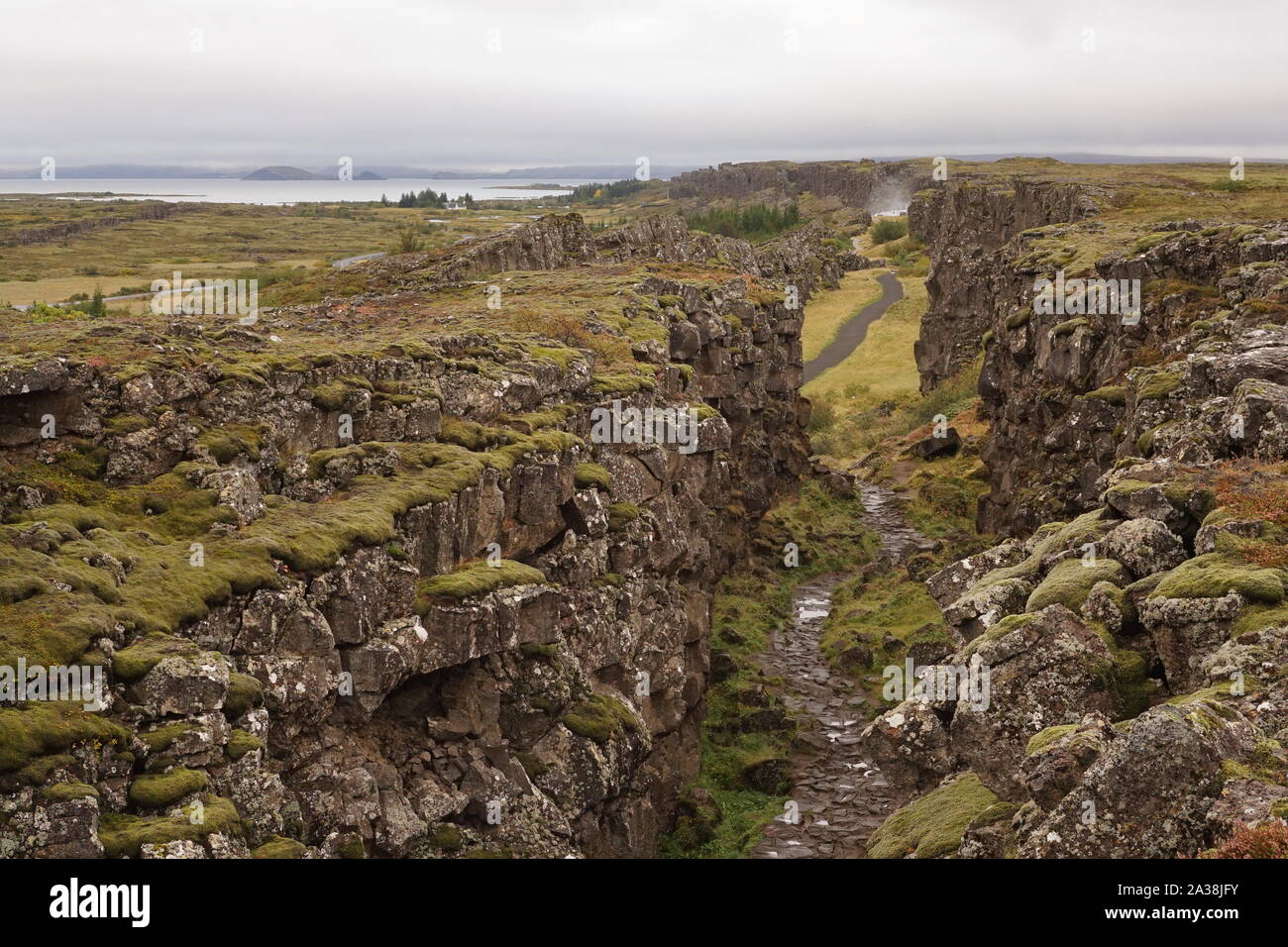 Scenic views across Thingvellir National Park, Iceland Stock Photo