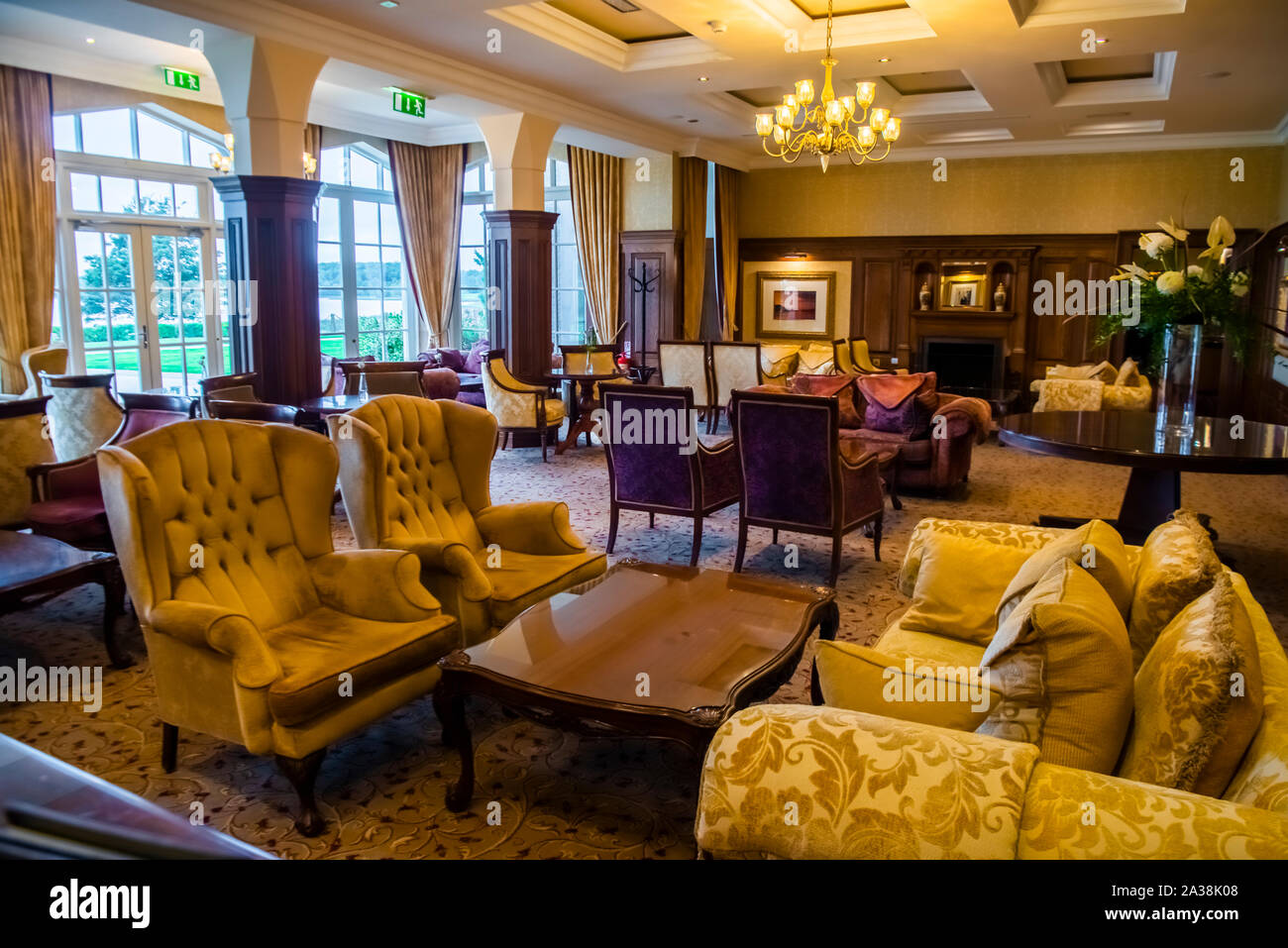 Lounge bar at Lough Erne Golf Resort, Northern Ireland. Stock Photo